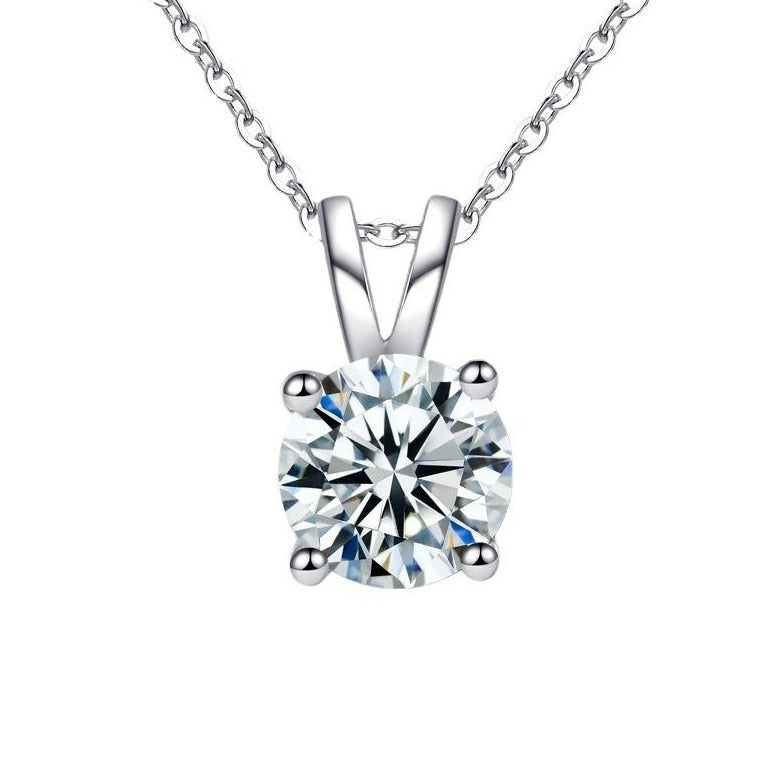 Dames Halsketting 925 Sterling Zilver met Moissanite 2 karaat hanger 40+5cm Eclair