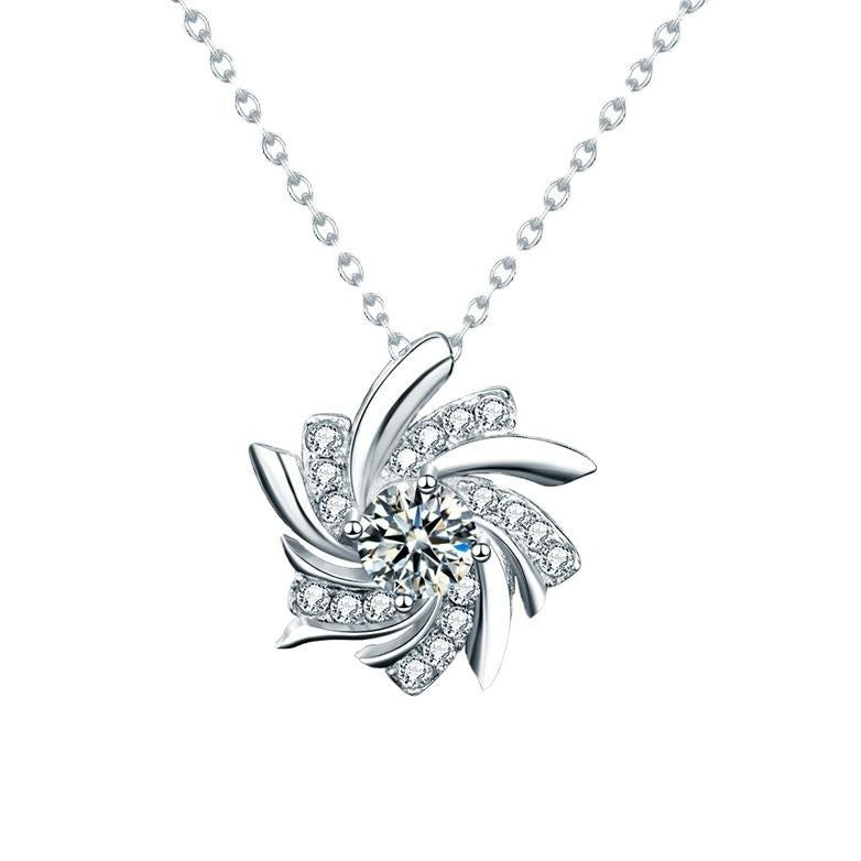 Dames Halsketting 925 Sterling Zilver met 2 karaat Moissanite Hanger 40+5Cm Irene