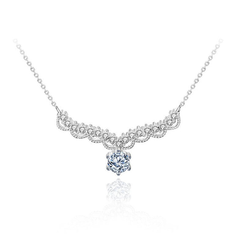 Dames Halsketting Zilver met Moissanite en Zirconia's 40+5CM