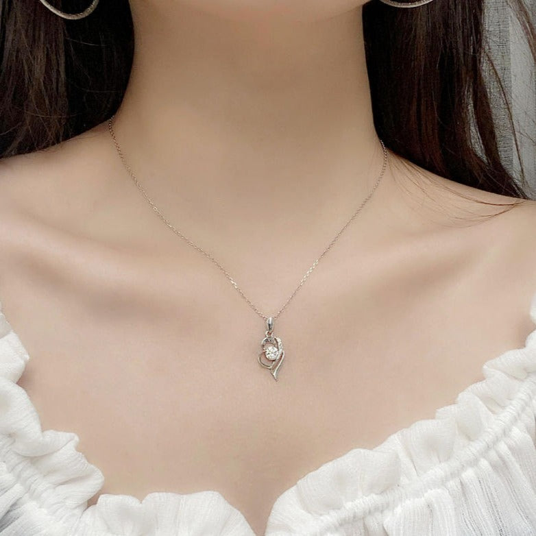 Dames Halsketting Van 925 Sterling Zilver Met 1 Karaat Witte Moissanite Hanger 40+5 Cm Nadine