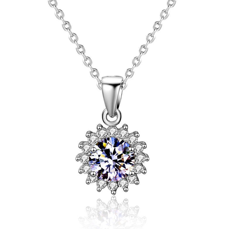 Dames Halsketting 925 Sterling Zilver met een Moissanite als Hanger 40+5 Cm Melina