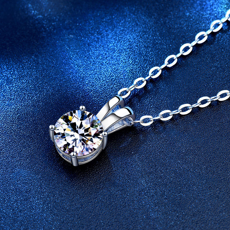 Dames Halsketting 925 Sterling Zilver met Moissanite 2 karaat hanger 40+5cm Eclair