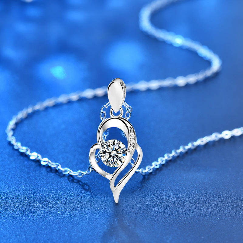 Dames Halsketting Van 925 Sterling Zilver Met 1 Karaat Witte Moissanite Hanger 40+5 Cm Nadine