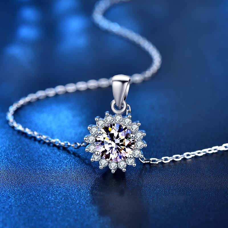 Dames Halsketting 925 Sterling Zilver met een Moissanite als Hanger 40+5 Cm Melina