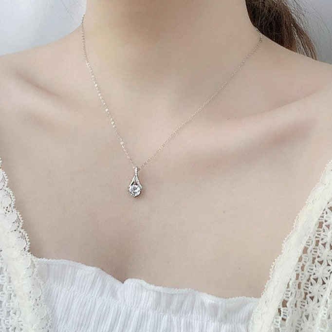 Dames Halsketting 925 Sterling Zilver met Zirciona en Moissanite Edelsteentjes 40+5Ccm Evita