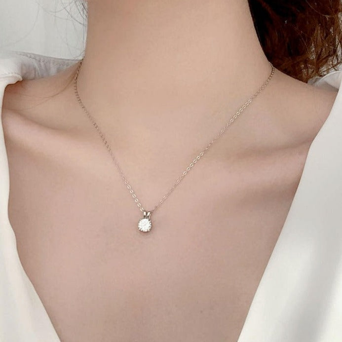 Dames Halsketting 925 Sterling Zilver met Moissanite 2 karaat hanger 40+5cm Eclair