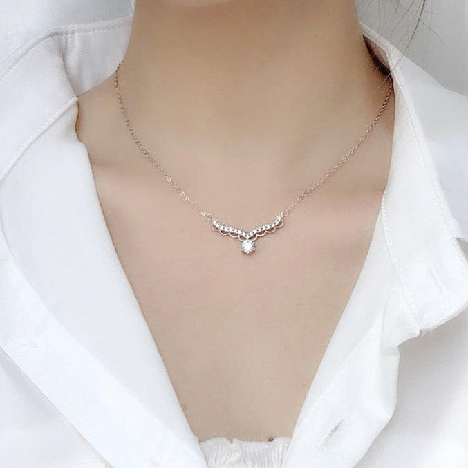 Dames Halsketting Zilver met Moissanite en Zirconia's 40+5CM