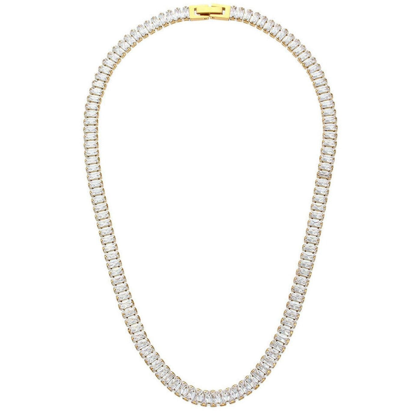 Dames Halsketting Goudkleurig 18K met 122 Zirconia Steentjes 41 Cm Mabel