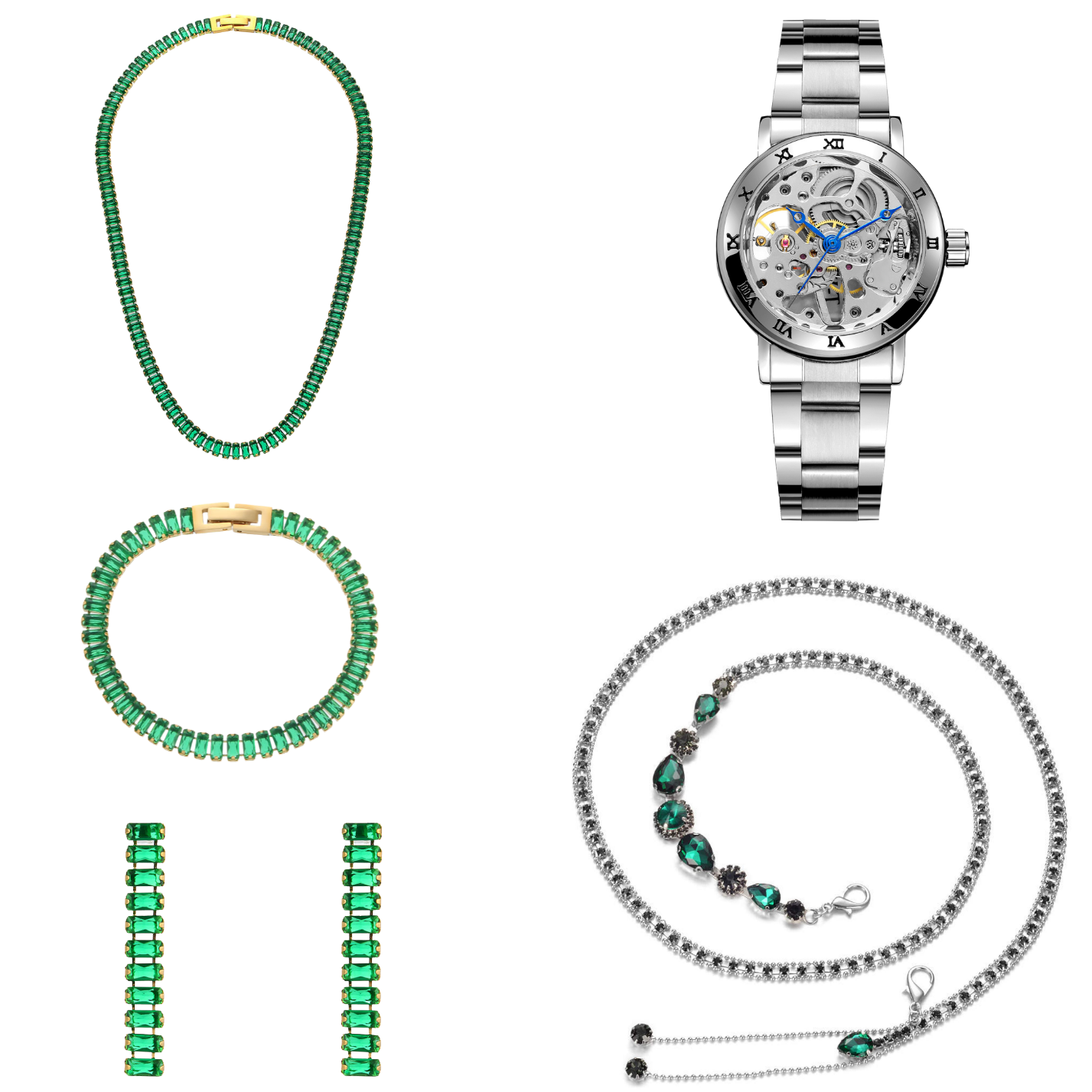 Dames Sieraden Geschenkset Zoë met Sjaal Armband Oorbellen Halsketting en Skeleton
