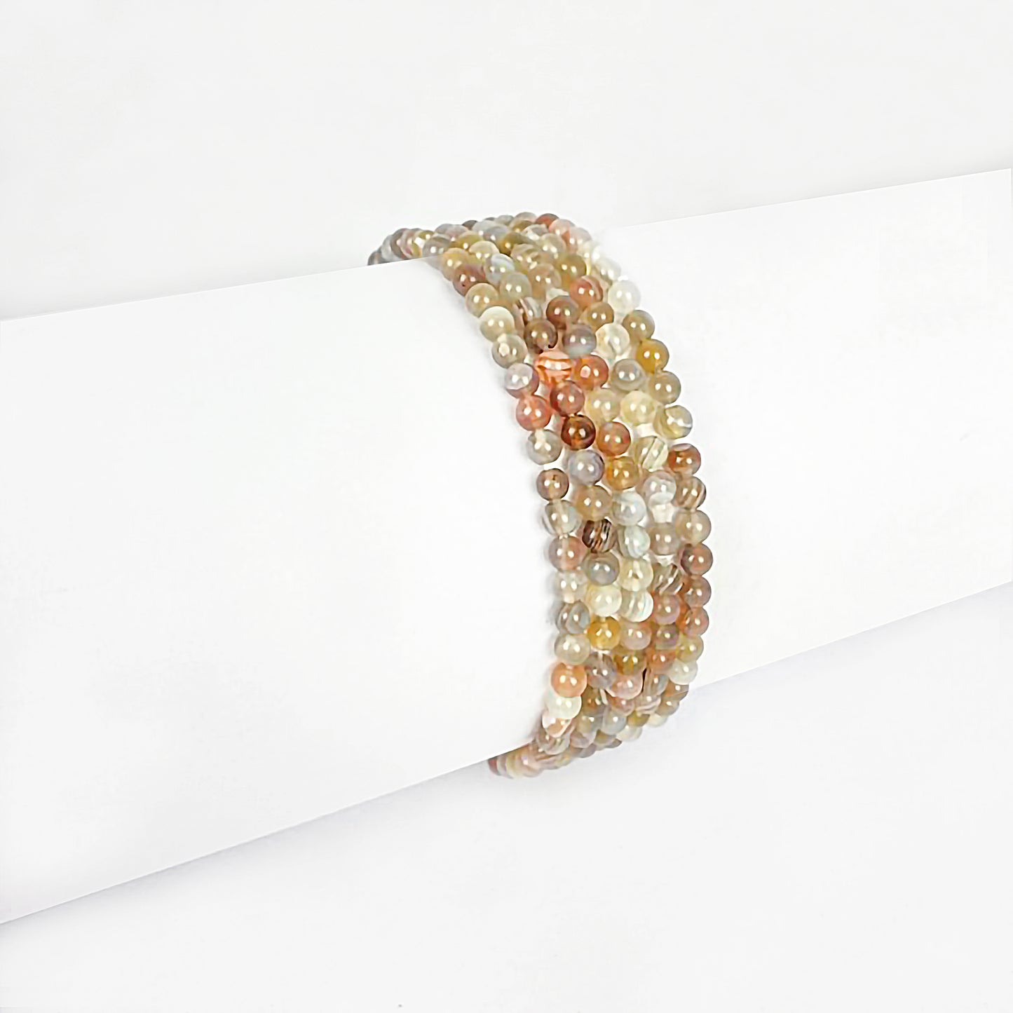 Dames Armband met Bruin Grijs Witte Agaat Kralen 19CM