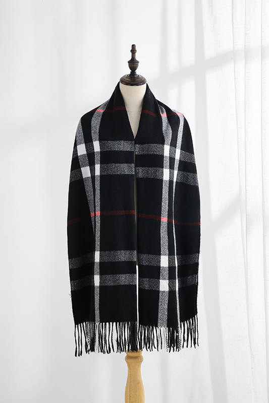 Dames Sjaal Polyester Zwart Wit Geruit 190 Cm Janissa