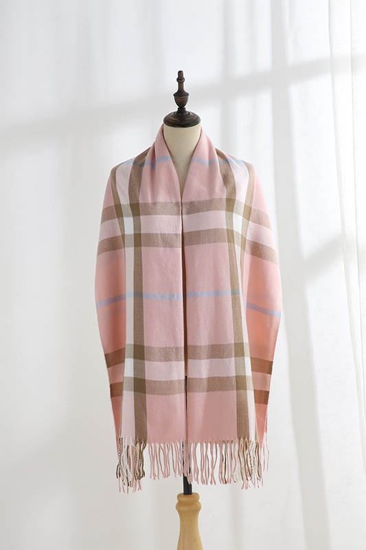 Dames Sjaal Polyester Blauw Roze Wit Blauw Geruit 190 Cm Janissa