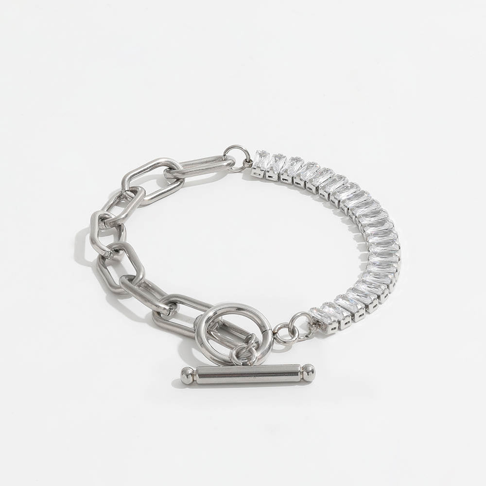 Heren Sieraden Geschenkset Zilverkleurig met Benssens Kaarthouder Armband Riem en Skeleton Horloge set Mila