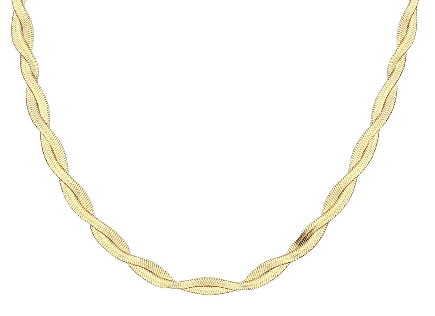 Dames Halsketting Herringbone Schakel Goudkleurig Stainless Steel 41+5cm