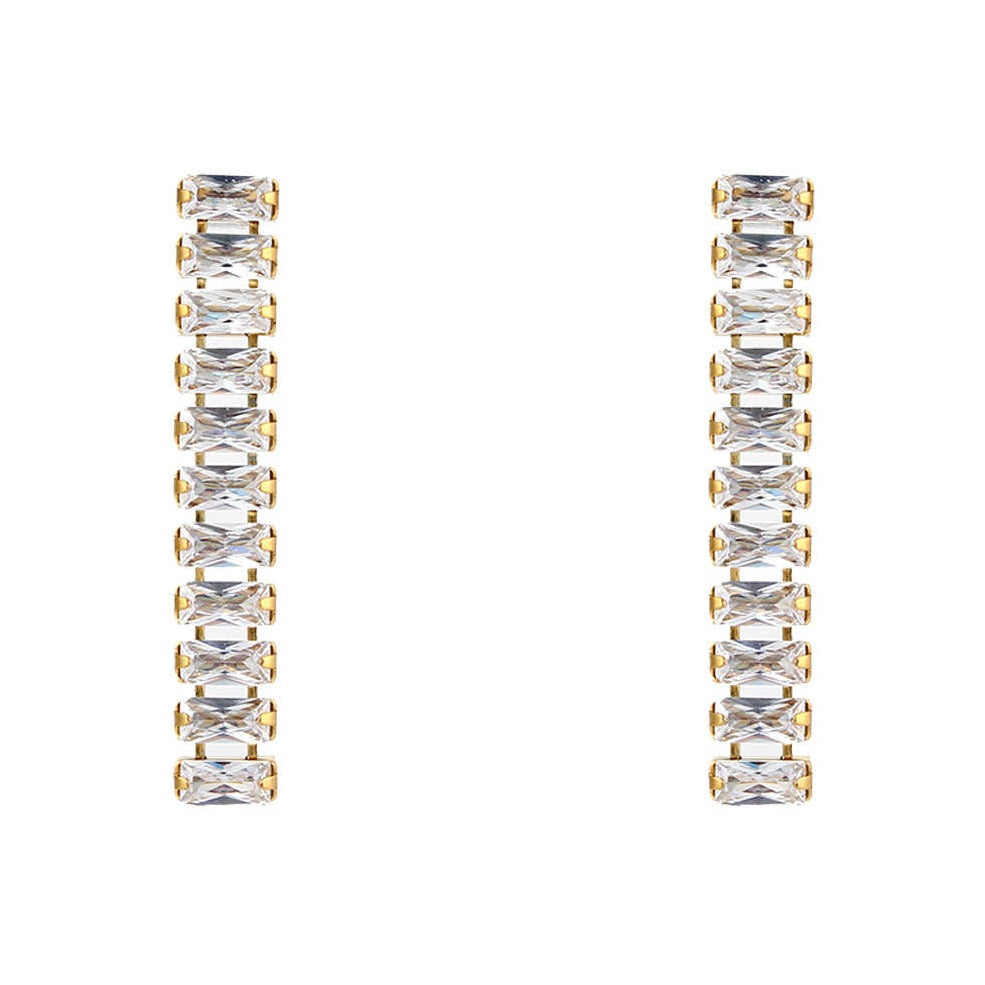 Dames oorbel met Zirconia's goudkleurig (18K) Lena