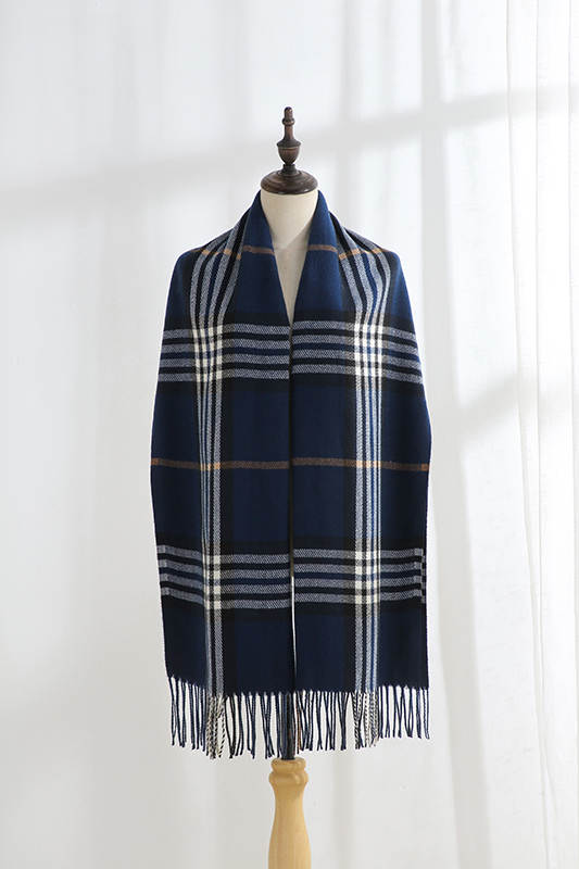 Dames Sjaal Polyester Blauw Wit Geruit 190 Cm Jolise Blauwe sjaal