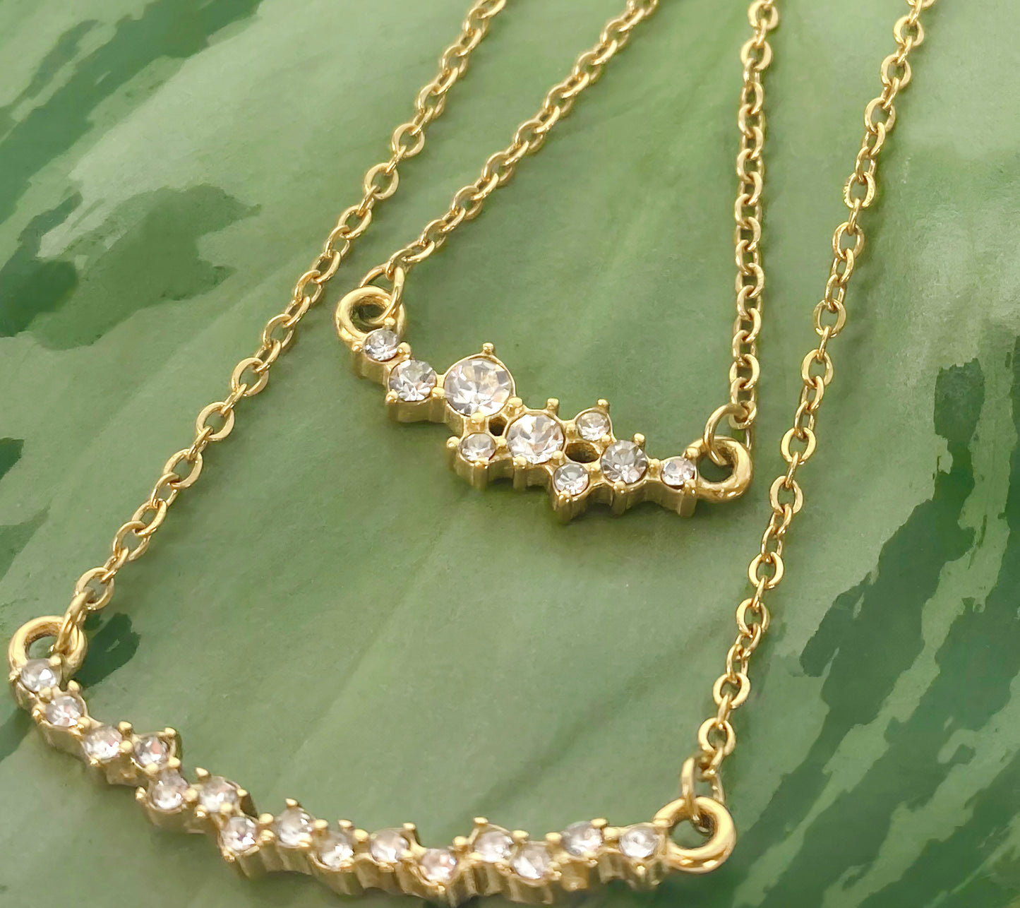 Dames Halsketting Goudkleurig 18K Stainless Steel met 9 Zirciona Edelsteentjes in Hanger 41+5 Cm Talia