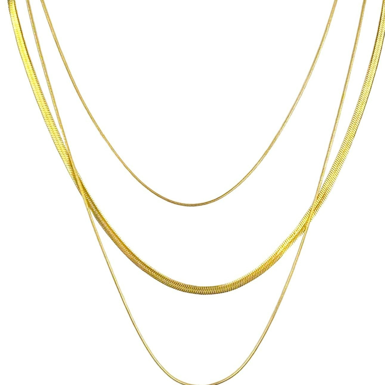 Dames Halsketting Goudkleurig 18K Stainless Steel Driedelig 41+5 Cm Milane