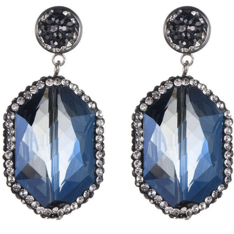 Dames Oorbel Zilverkleurig Stainless Steel met Glas kristallen Steentjes 5-6 Cm Violetta