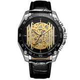 Heren Skeleton Opwind Horloge Benssens Milano Zwart goud en zilverkleurig in prachtige geschenkdoos