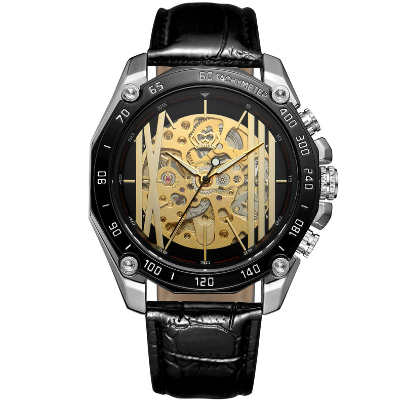 Heren Sieraden Geschenkset Timothy Zilverkleurig met Benssens Kaarthouder Armband Riem en Skeleton Horloge