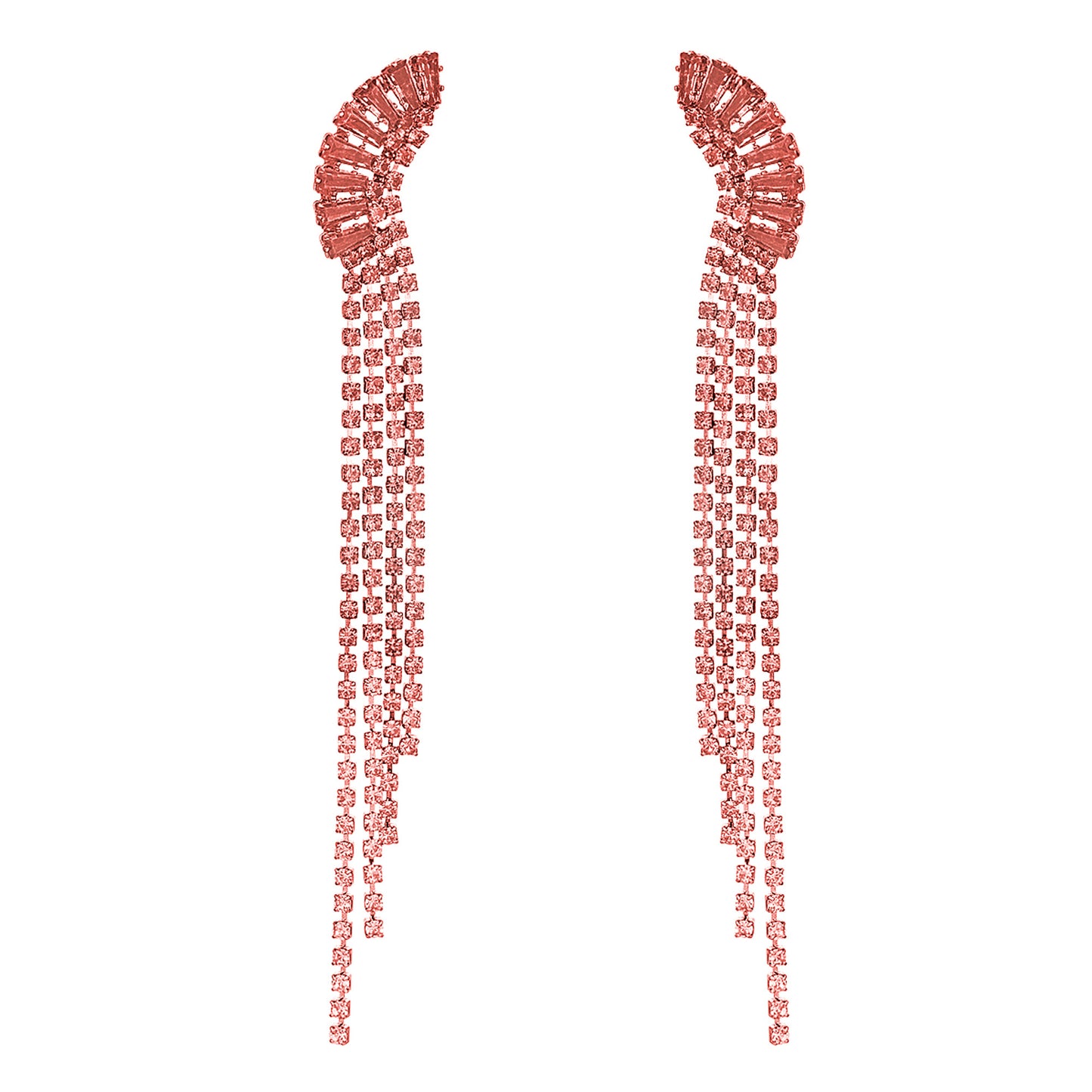 Dames Oorbellen Koper met Roze Strass Steentjes 10.60 Cm Lavea