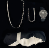 Dames Sieraden Geschenkset zilverkleurig met Benssens Halsketting Armband Sjaal en analoog Benssens Horloge set Liliaan