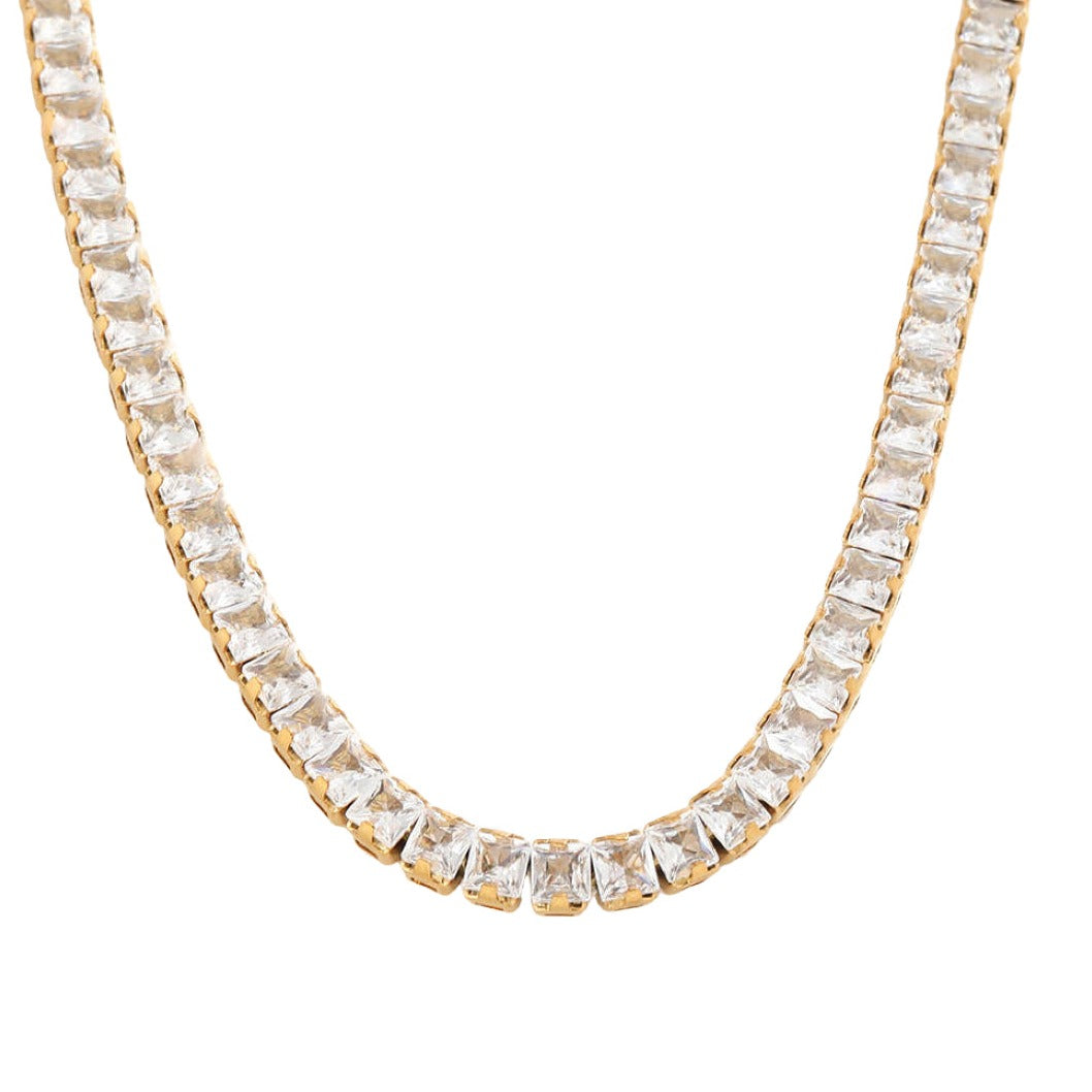Dames Halsketting met Zirconia's Goudkleurig (18K) Lena