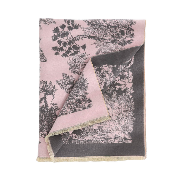 Dames Sjaal Grijs en Roze Met Abstract Motief 190 Cm Marlie
