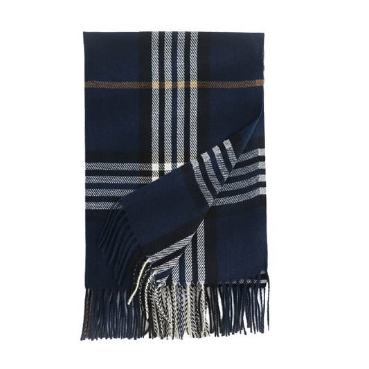 Dames Sjaal Polyester Blauw Wit Geruit 190 Cm Jolise Blauwe sjaal