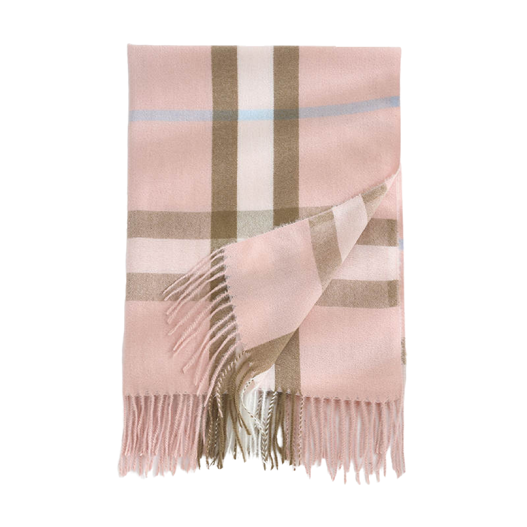 Dames Sjaal Polyester Blauw Roze Wit Blauw Geruit 190 Cm Janissa