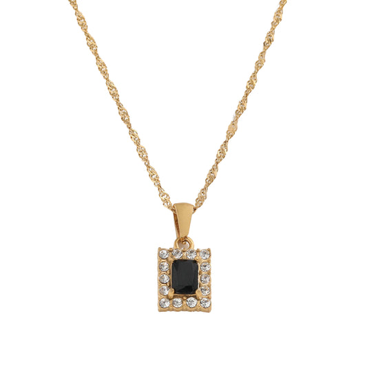 Dames Halsketting Goudkleurig 18K Stainless Steel met Zirconia Hanger 41Cm Yasmina Zwart