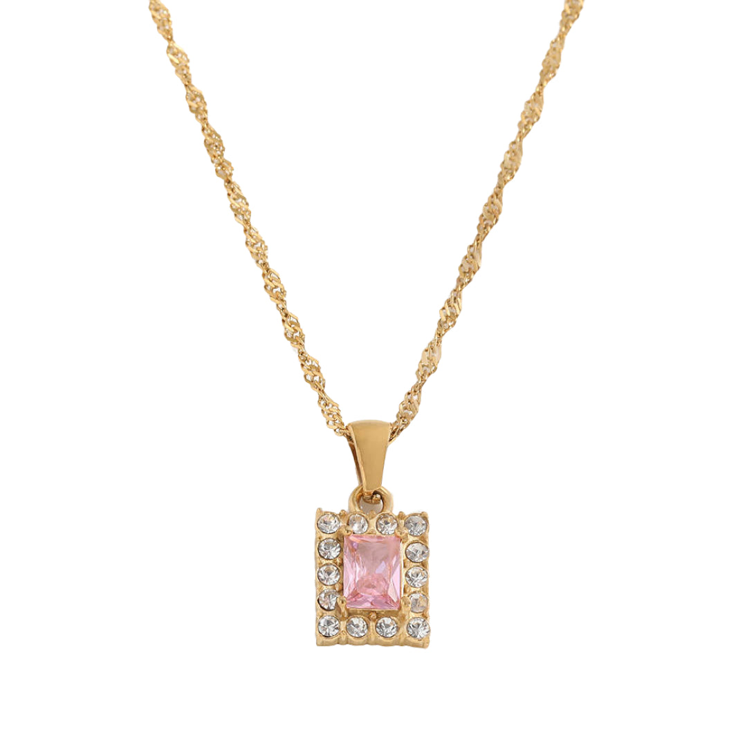 Dames Halsketting Goudkleurig 18K Stainless Steel met Zirconia Hanger 41Cm Yasmina Roze
