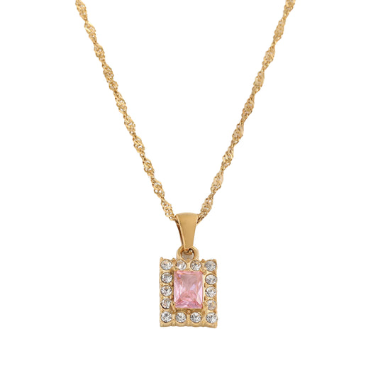 Dames Halsketting Goudkleurig 18K Stainless Steel met Zirconia Hanger 41Cm Yasmina Roze