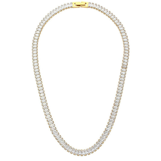Dames Halsketting Goudkleurig 18K met 122 Zirconia Steentjes 41 Cm Mabel